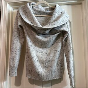 ANTONIO MELANI Light Gray Speckled Cowl Neck Sweater Medium